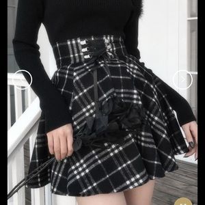 High Waist Plaid Mini Skirt